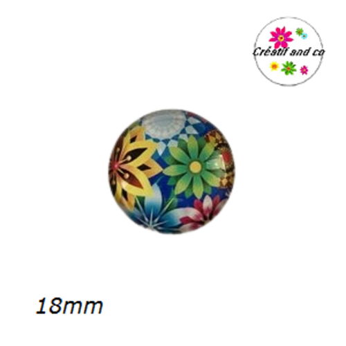 Cabochon fleuri coloré 18mm