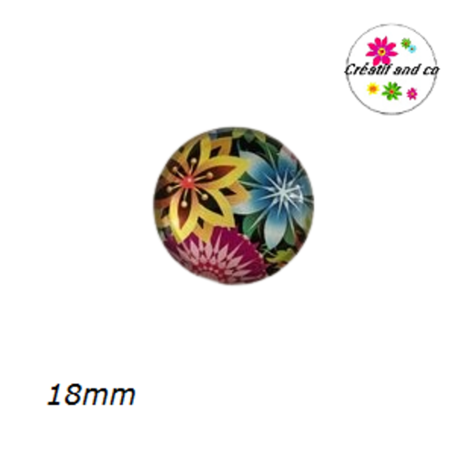 Cabochon fleuri coloré 18mm
