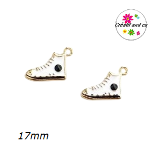 Breloque basket haute blanche émail 17mm