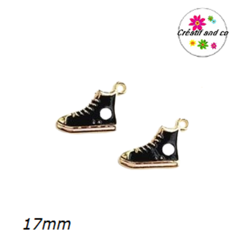 Breloque basket haute noire émail 17mm