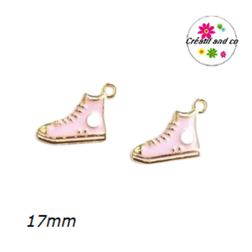 Breloque basket haute rose émail 17mm