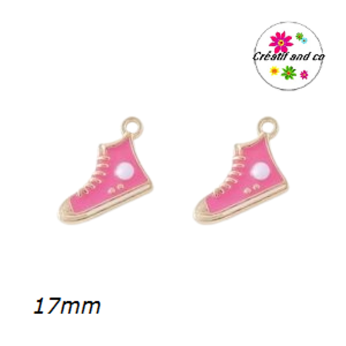 Breloque basket haute fuschia émail 17mm
