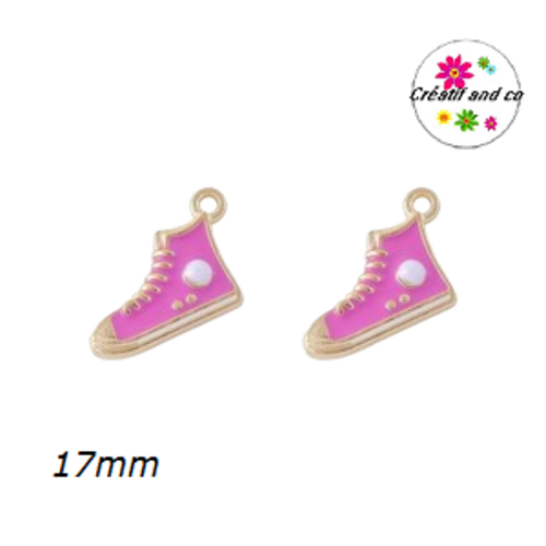 Breloque basket haute mauve émail 17mm