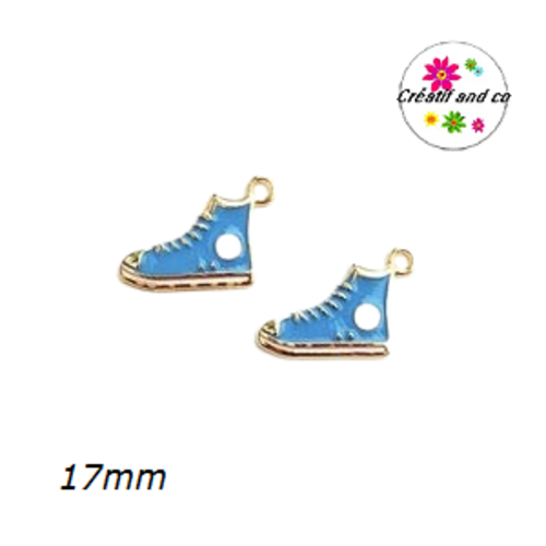 Breloque basket haute bleue émail 17mm
