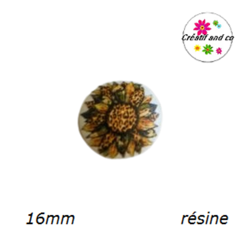 X2 cabochons tournesol résine 16mm