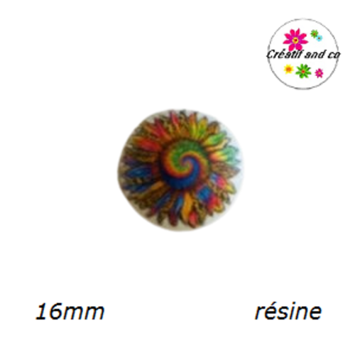 X2 cabochons tournesol résine 16mm