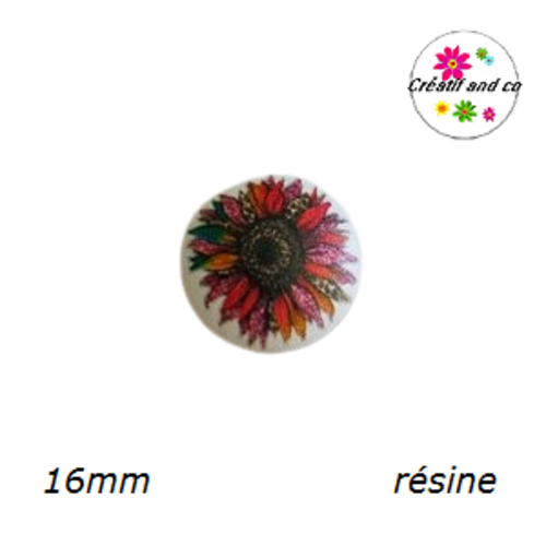 X2 cabochons tournesol résine 16mm