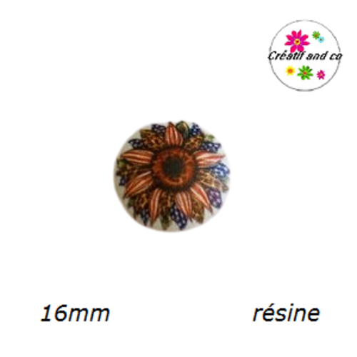 X2 cabochons tournesol résine 16mm