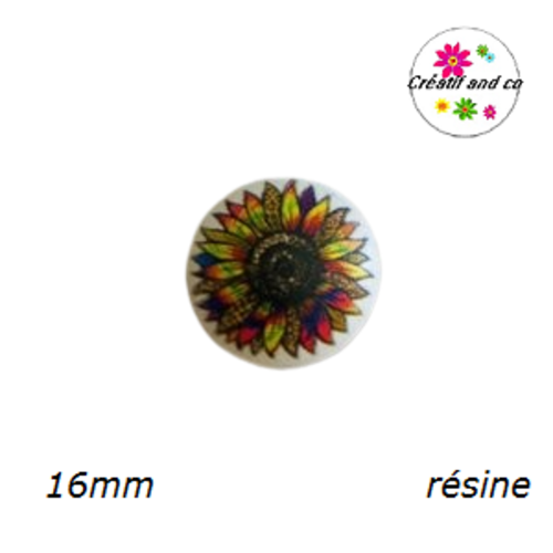 X2 cabochons tournesol résine 16mm
