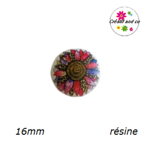 X2 cabochons tournesol résine 16mm