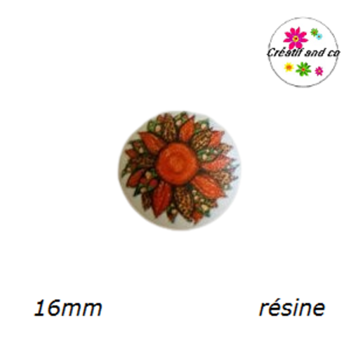 X2 cabochons tournesol résine 16mm