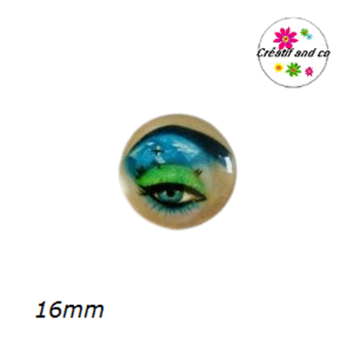 X2 cabochons oeil phare sur paupière 16mm