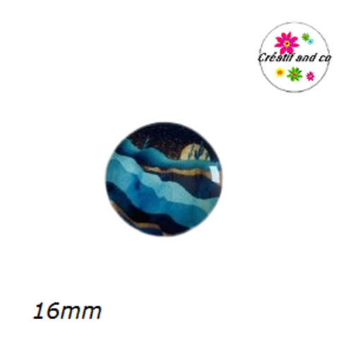 X2 cabochons paysage, montagne, mer 16mm