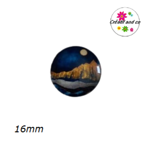 X2 cabochons paysage, montagne, mer 16mm