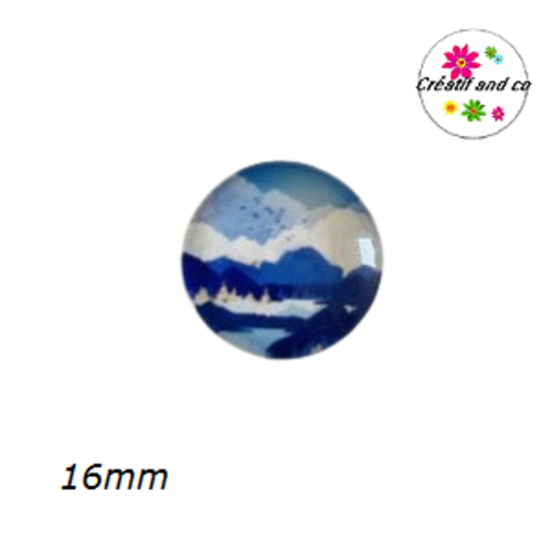 X2 cabochons paysage, montagne, mer 16mm