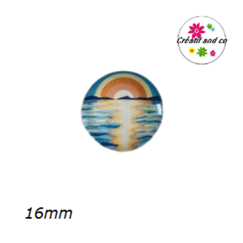 X2 cabochons paysage, montagne, mer 16mm