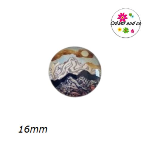 X2 cabochons paysage, montagne, mer 16mm
