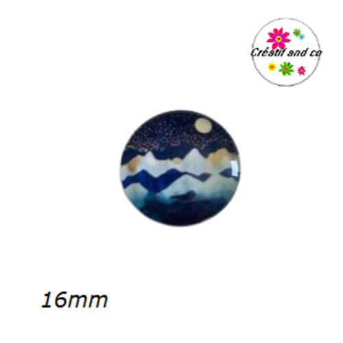 X2 cabochons paysage, montagne, mer 16mm