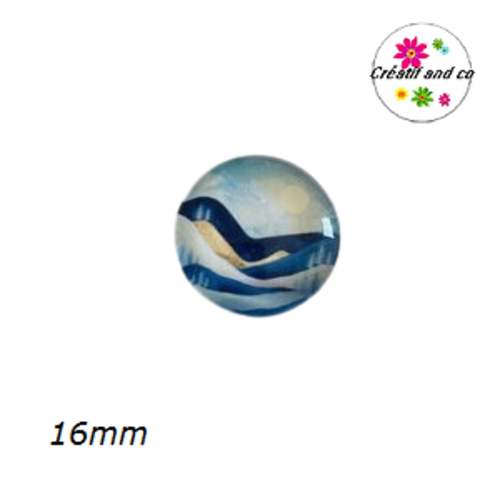 X2 cabochons paysage, montagne, mer 16mm