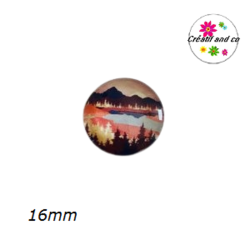 X2 cabochons paysage, montagne, mer 16mm