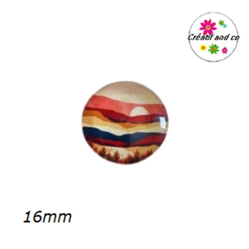 X2 cabochons paysage, montagne, mer 16mm