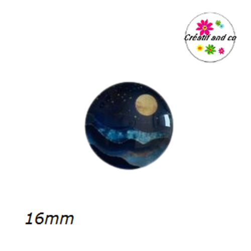 X2 cabochons paysage, montagne, mer 16mm