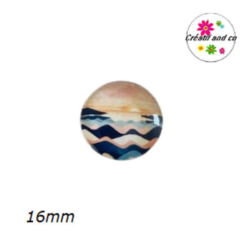 X2 cabochons paysage, montagne, mer 16mm