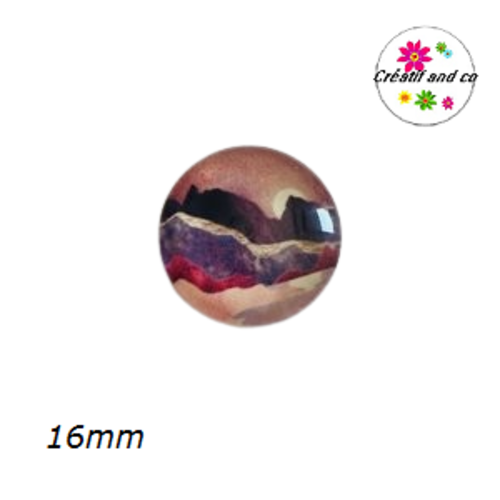 X2 cabochons paysage, montagne, mer 16mm