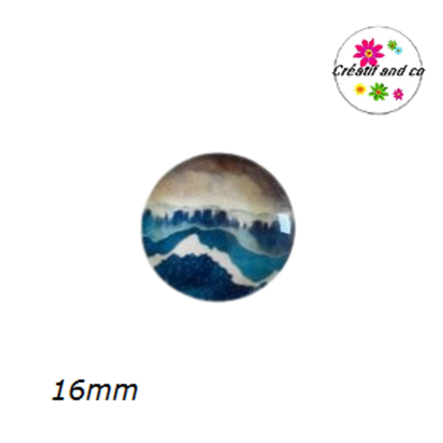 X2 cabochons paysage, montagne, mer 16mm