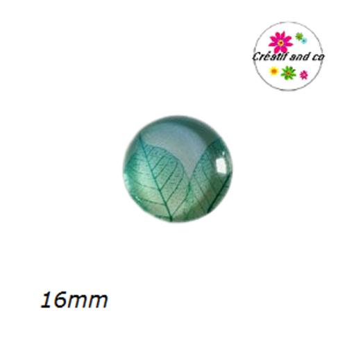 X2 cabochons feuille 16mm