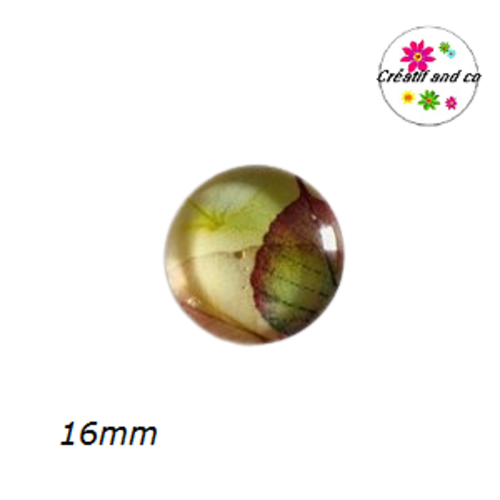 X2 cabochons feuille 16mm