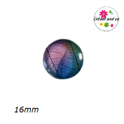 X2 cabochons feuille 16mm