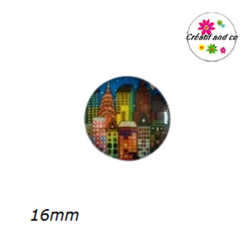X2 cabochons maison, village 16mm
