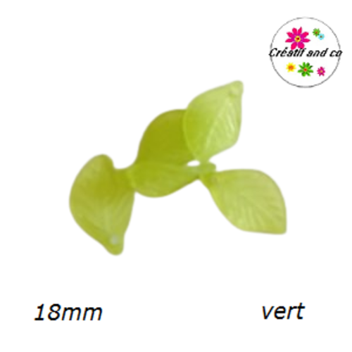 Breloque feuille verte mate 18mm