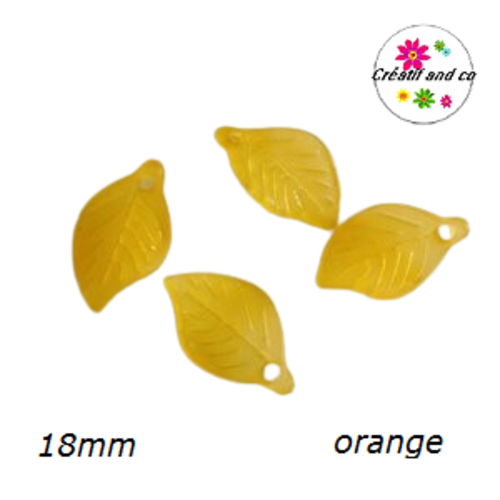 Breloque feuille orange mate 18mm
