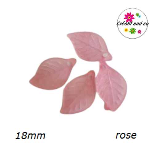 Breloque feuille rose 18mm
