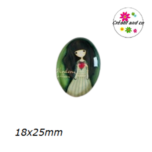 X2 cabochons ovales petite fille 18x25mm