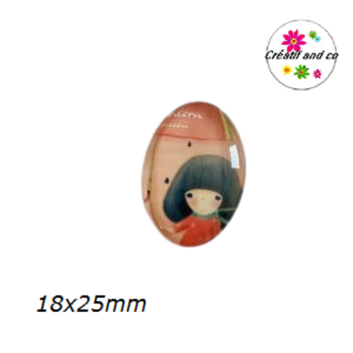 X2 cabochons ovales petite fille 18x25mm