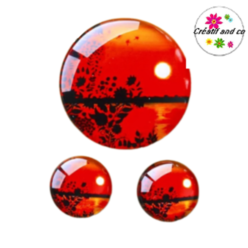 Lot cabochon coucher de soleil  25mm et 2 cabochons 12mm