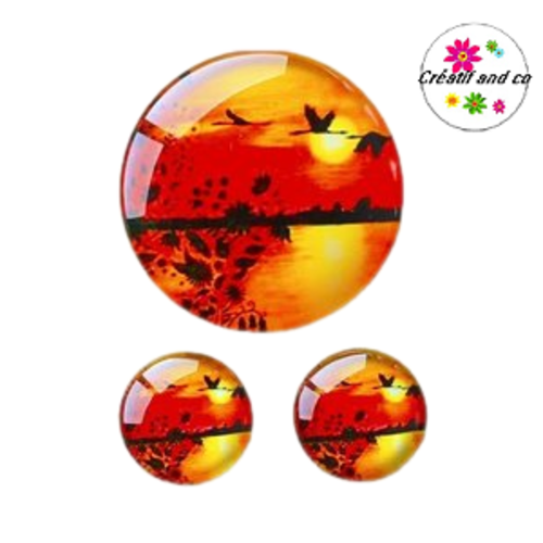 Lot cabochon coucher de soleil  25mm et 2 cabochons 12mm