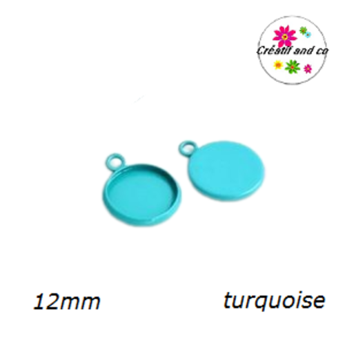 Pendentif métal turquoise pour cabochon 12mm
