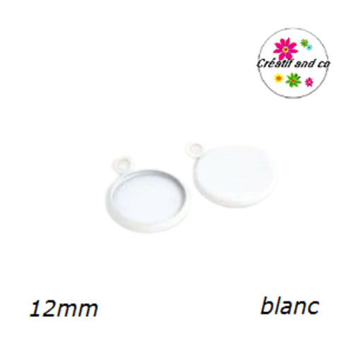 Pendentif métal blanc pour cabochon 12mm