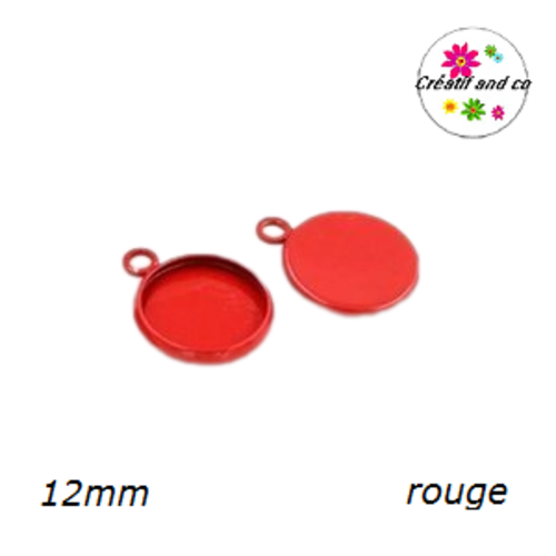 Pendentif métal rouge pour cabochon 12mm