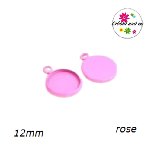 Pendentif métal rose pour cabochon 12mm