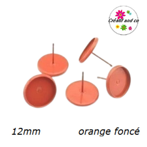 Puce oreille orange foncé pour cabochon 12mm