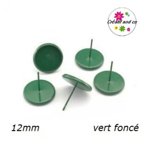 Puce oreille vert foncé pour cabochon 12mm