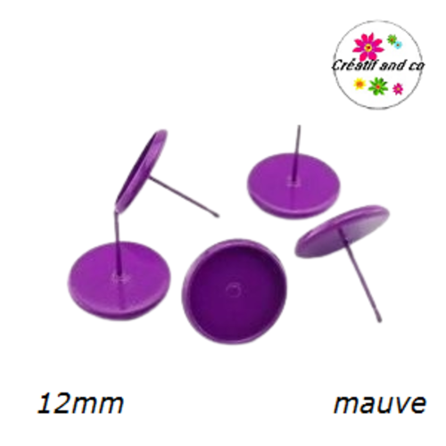 Puce oreille mauve pour cabochon 12mm