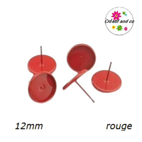Puce oreille rouge pour cabochon 12mm