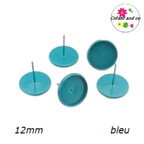 Puce oreille bleue pour cabochon 12mm