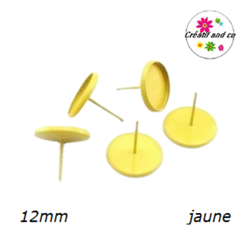 Puce oreille jaune pour cabochon 12mm